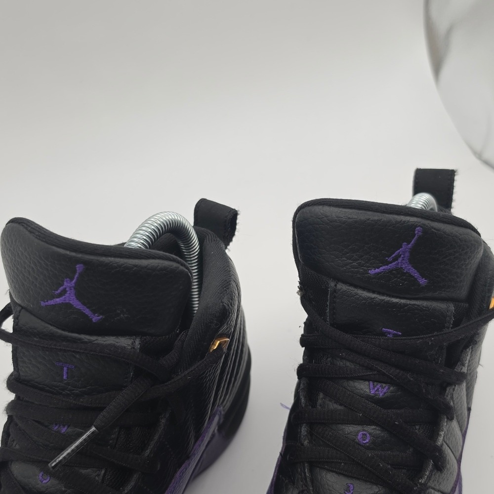 Nike Air Jordan 12 Retro Kids Size 2Y Black Purple Good Leather High Casual - Picture 7 of 9